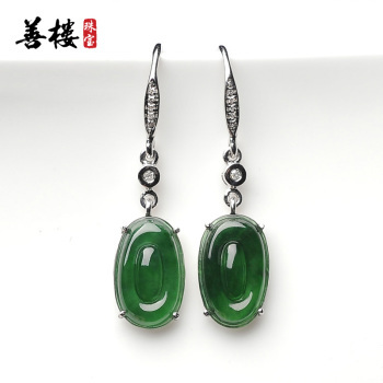 A貨翡翠祖母綠冰種陽綠女士耳墜 尊貴典雅，品質(zhì)保證